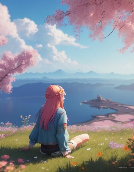 Hazy Hippie Girl in Sunny Daze: 3D Anime Art