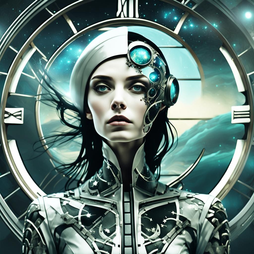 Confident Woman in Ornate Spacesuit, Art Deco Style