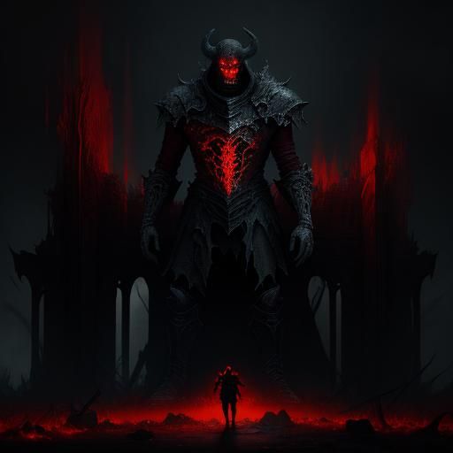 The Devil Amidst Ruins in Dark Fantasy Art