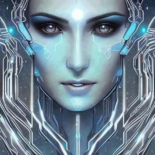Android Portrait in Cyberpunk Style by Karol Bak