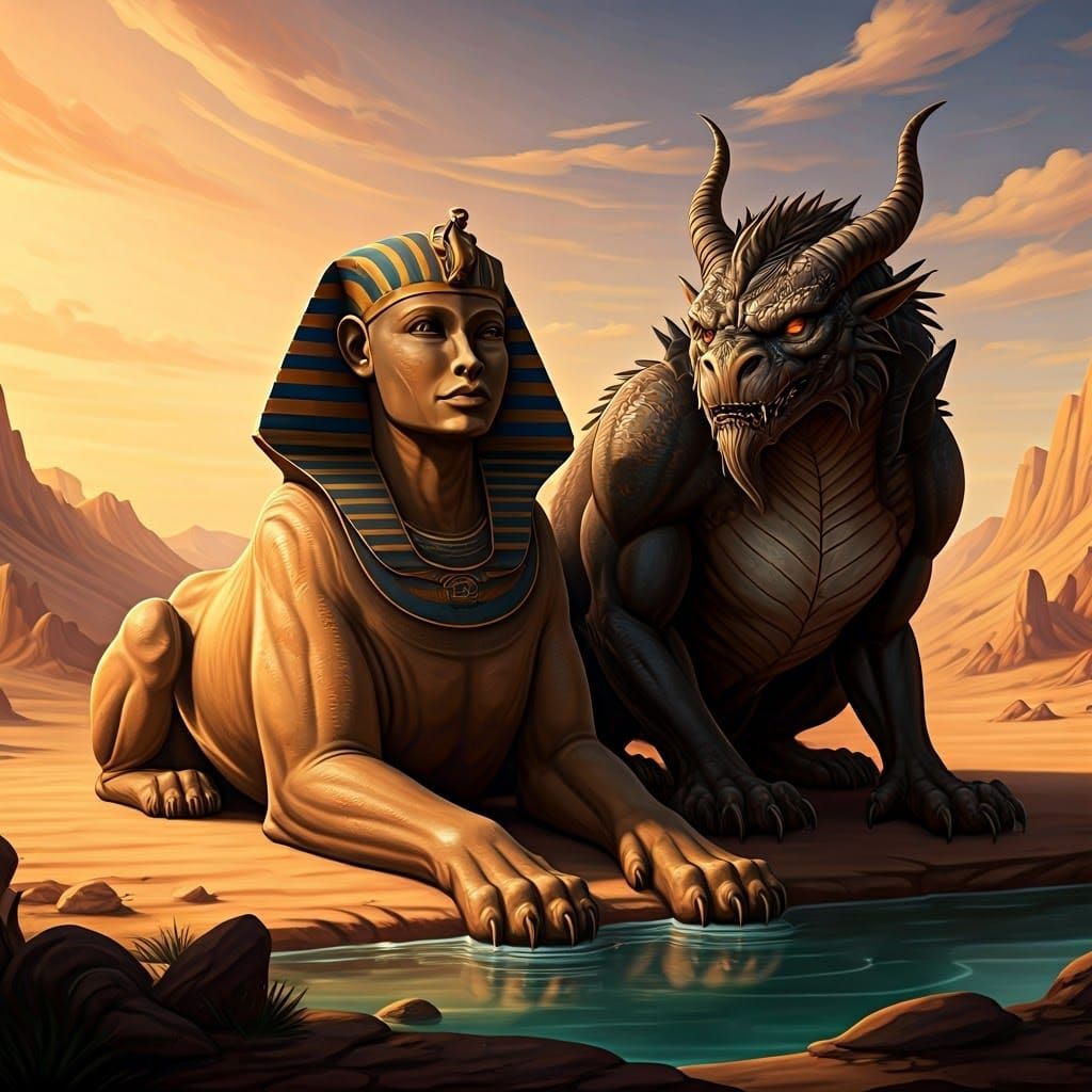 Sphinx and Manticore Oasis Encounter