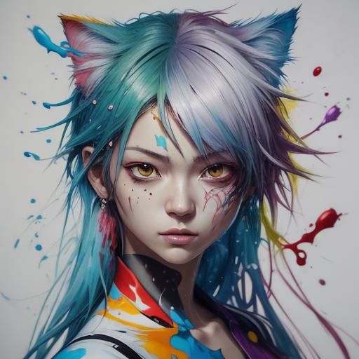 Hyperrealistic Anime Action Portrait in Vibrant Colors