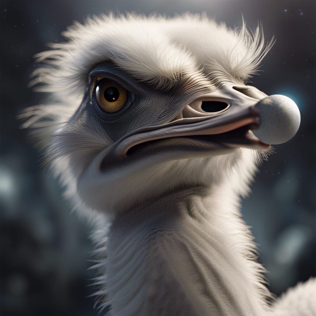 Ostrich Holding Eclipse Pin: Cinematic UHD Render