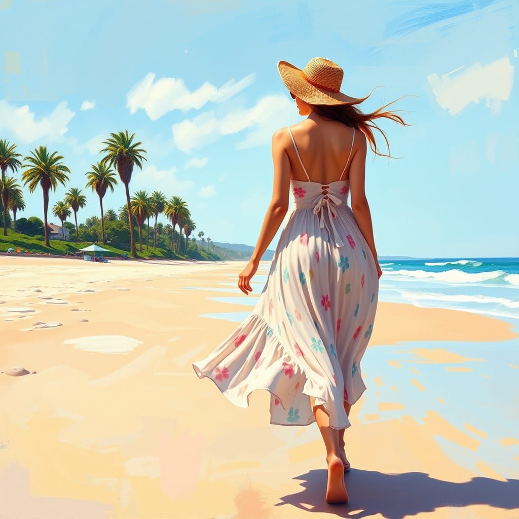 California Sunset Serenade in Impressionist Style