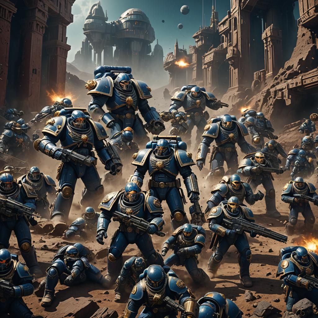 Epic Space Marines Battle: Detailed Matte Painting