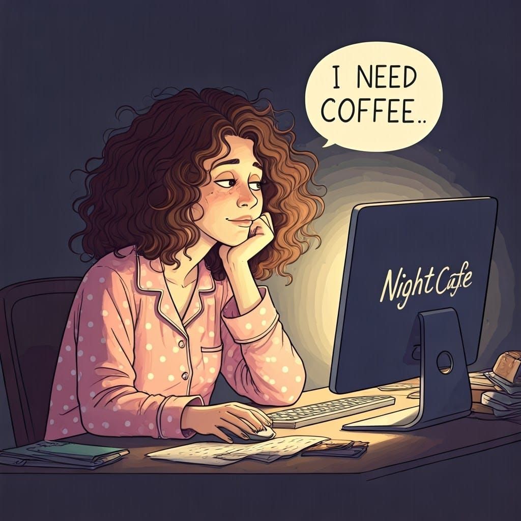 Relatable Moment of Exhaustion in Cozy Pajamas