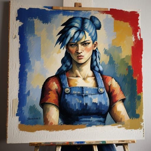 Mohican Woman Portrait in Post-Impressionist Style