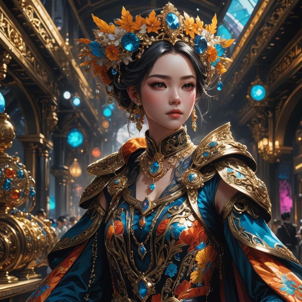 Goddess in Sketch Style Anime Art