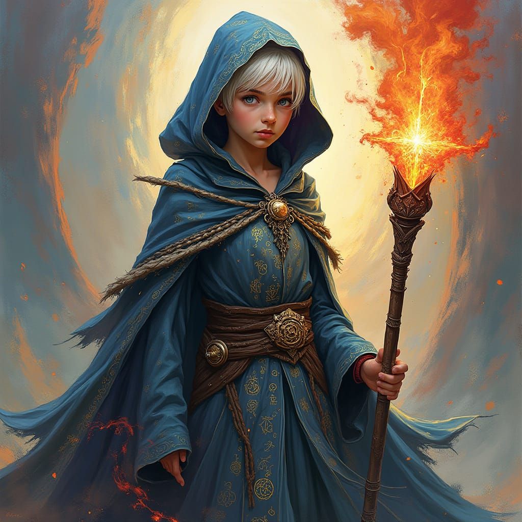 Girl Mage in Vibrant Fantasy Landscape
