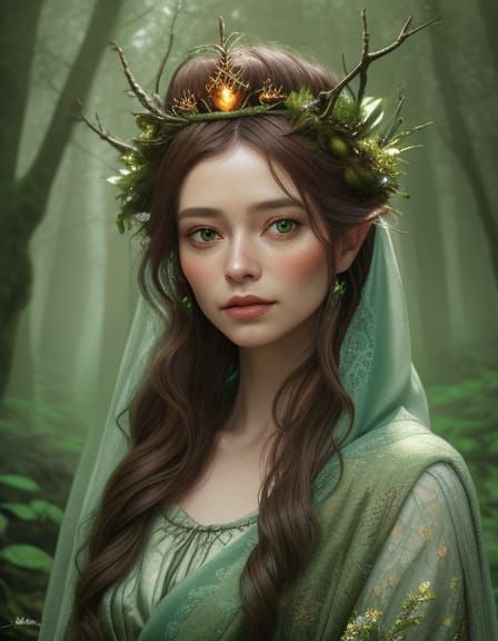 Woodland Spirit Woman Portrait in Cinematic Style