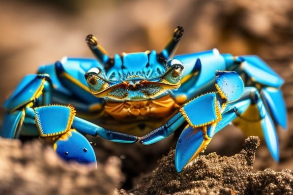 Blue Warrior Crab in Mangrove: Hyperrealistic 3D CGI