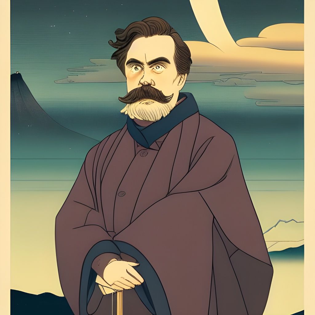 Nietzsche Portrait in Ukiyo-e Style