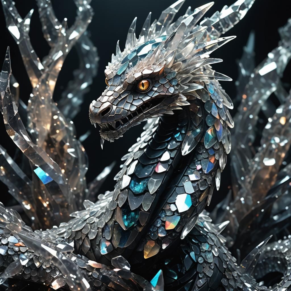 Crystalline Serpent: A Digital Sculpture in Darkness