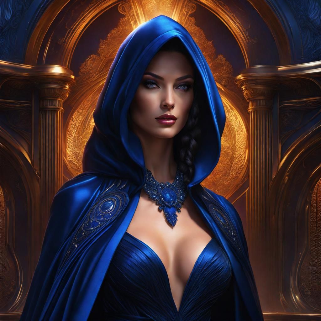 Woman in Velvet Gown: Detailed Matte Painting