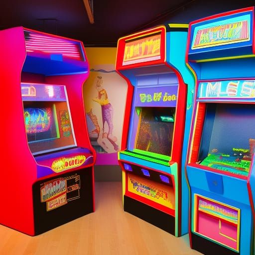 80s Arcade Machine in Retro Hall