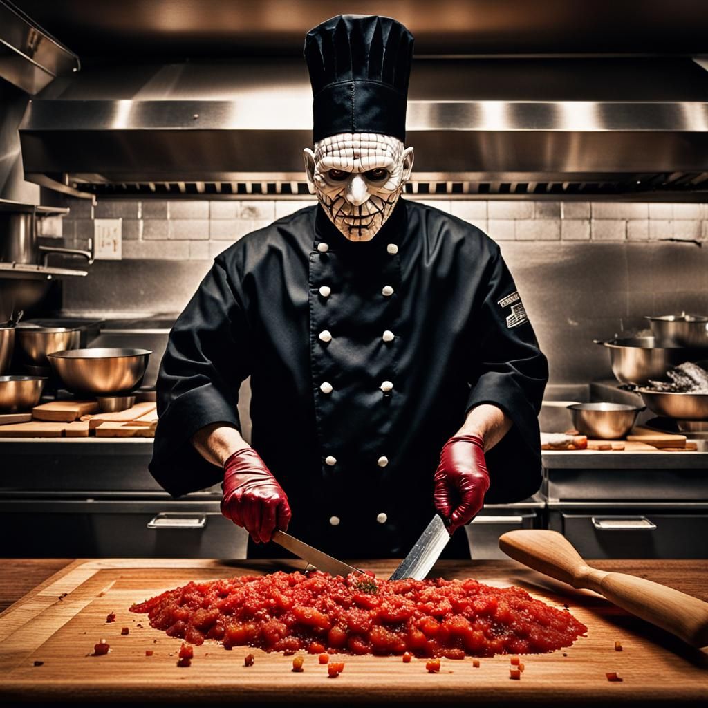 Pinhead as Italian Chef Preparing Marinara Sauce