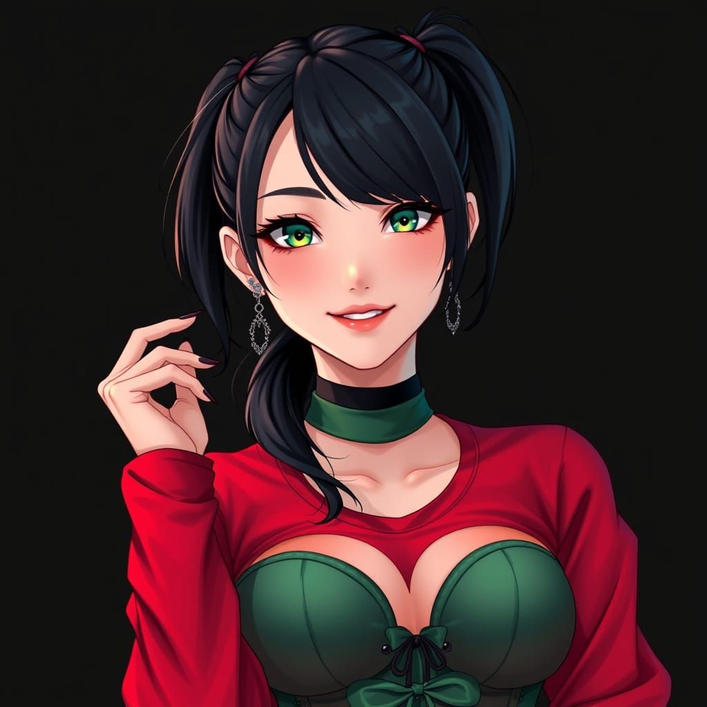 Anime Woman in Corset with Gothic Makeup