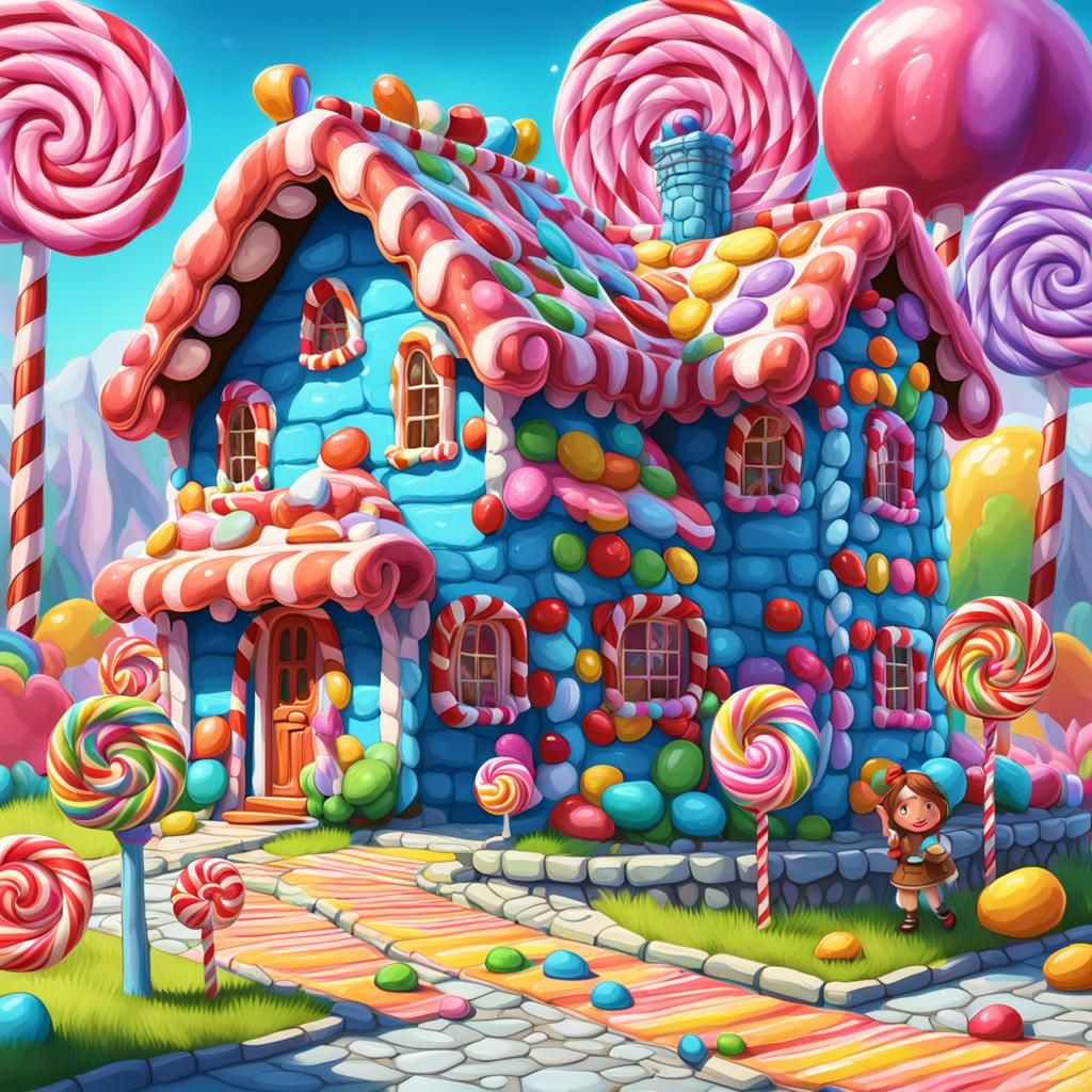 Hansel & Gretel in Colorful Candyland Art