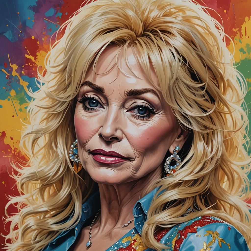 Hyperrealistic Dolly Parton Portrait in Splash Art Style
