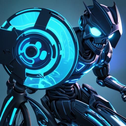 Sci-Fi Unicycle with Cybernetic Head in Futuristic Setting