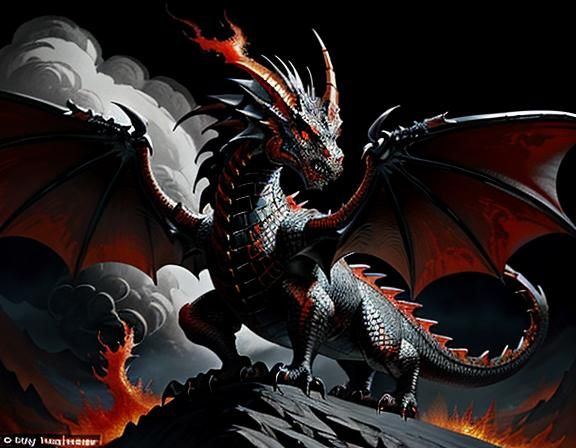 Fiery Dragon in Dynamic Fantasy Art Style