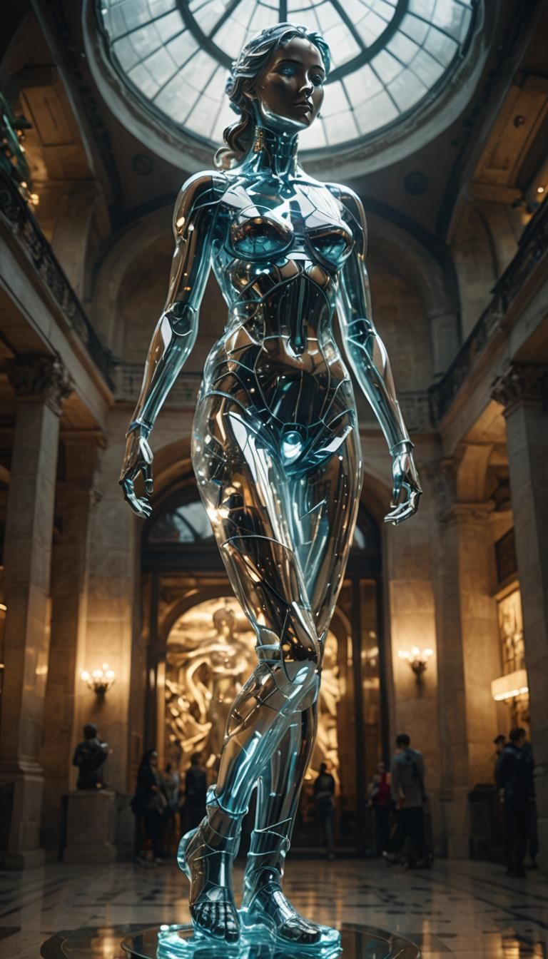 Transparent Glass Statue of a Woman