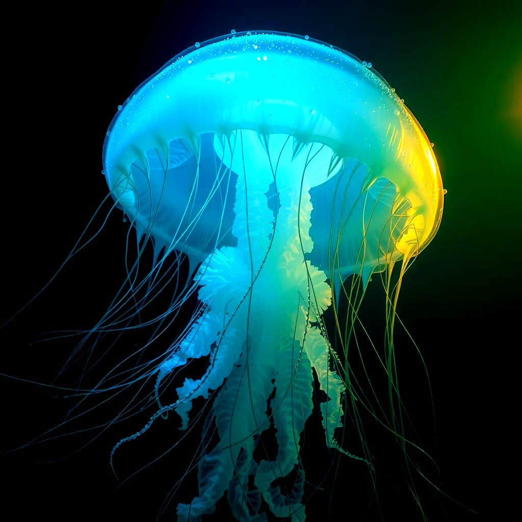 Giant Jellyfish in Deep Sea: Detailed Matte Painting
