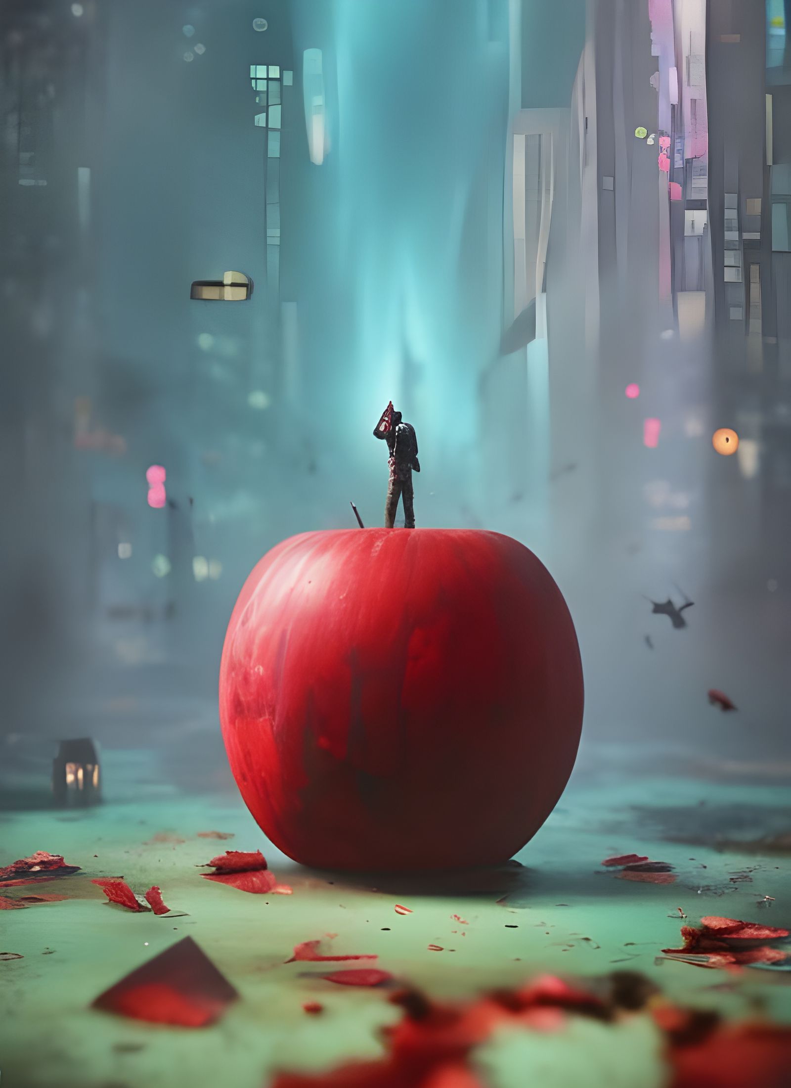 Post-Apocalyptic New York Skyline in Marbled Oil