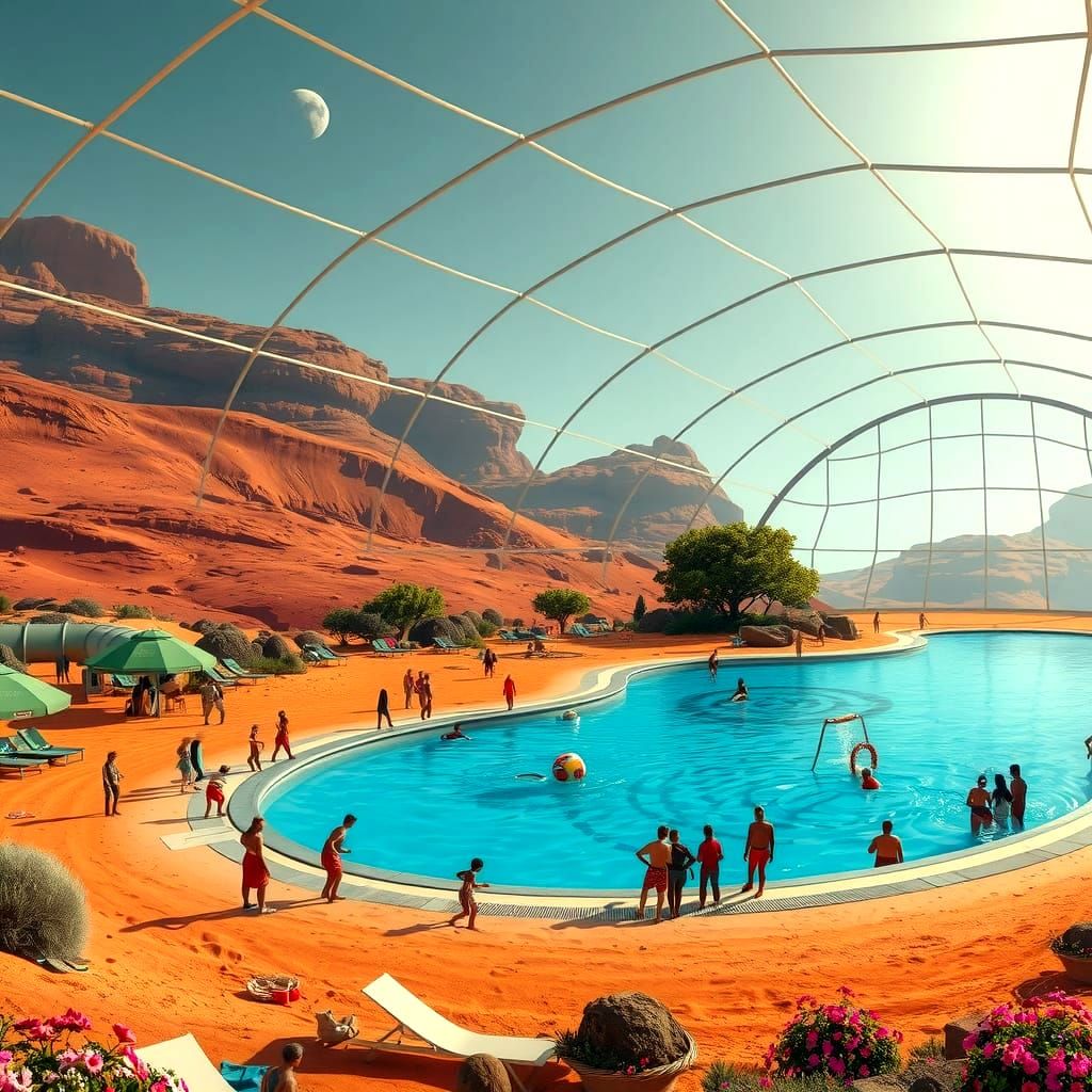Mars Recreation Dome With Waterpark and Park