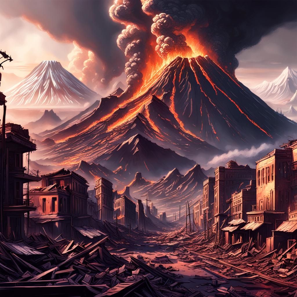 City Destroyed By Volcano: Dramatic Disaster Scene
