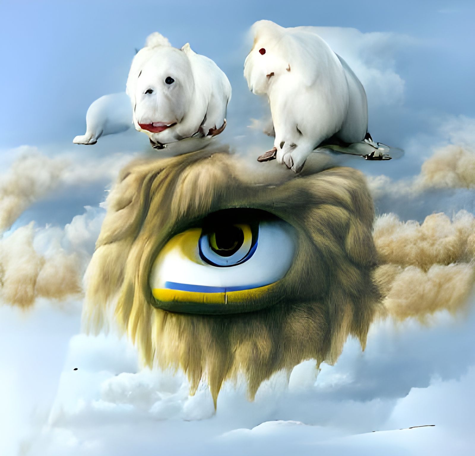 White Lions Ride a Flying Eye