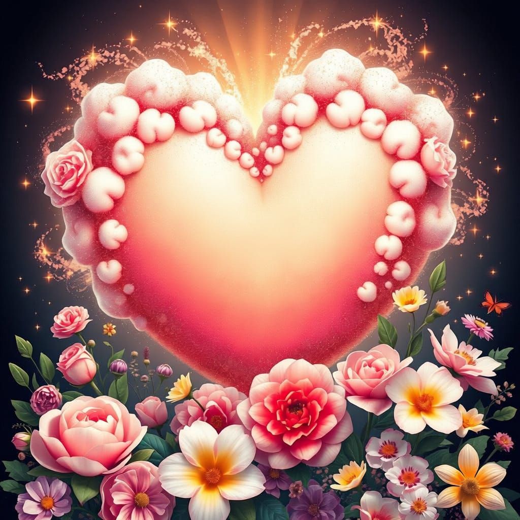 Get Well Soon Heart in Art Nouveau Garden