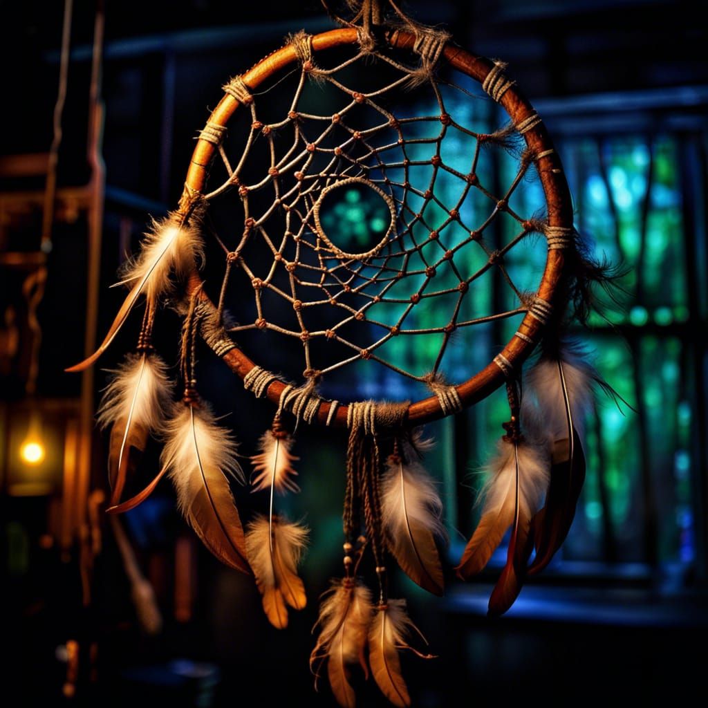 Mystical Dreamcatcher in a Tropical Jungle, Gothic Art
