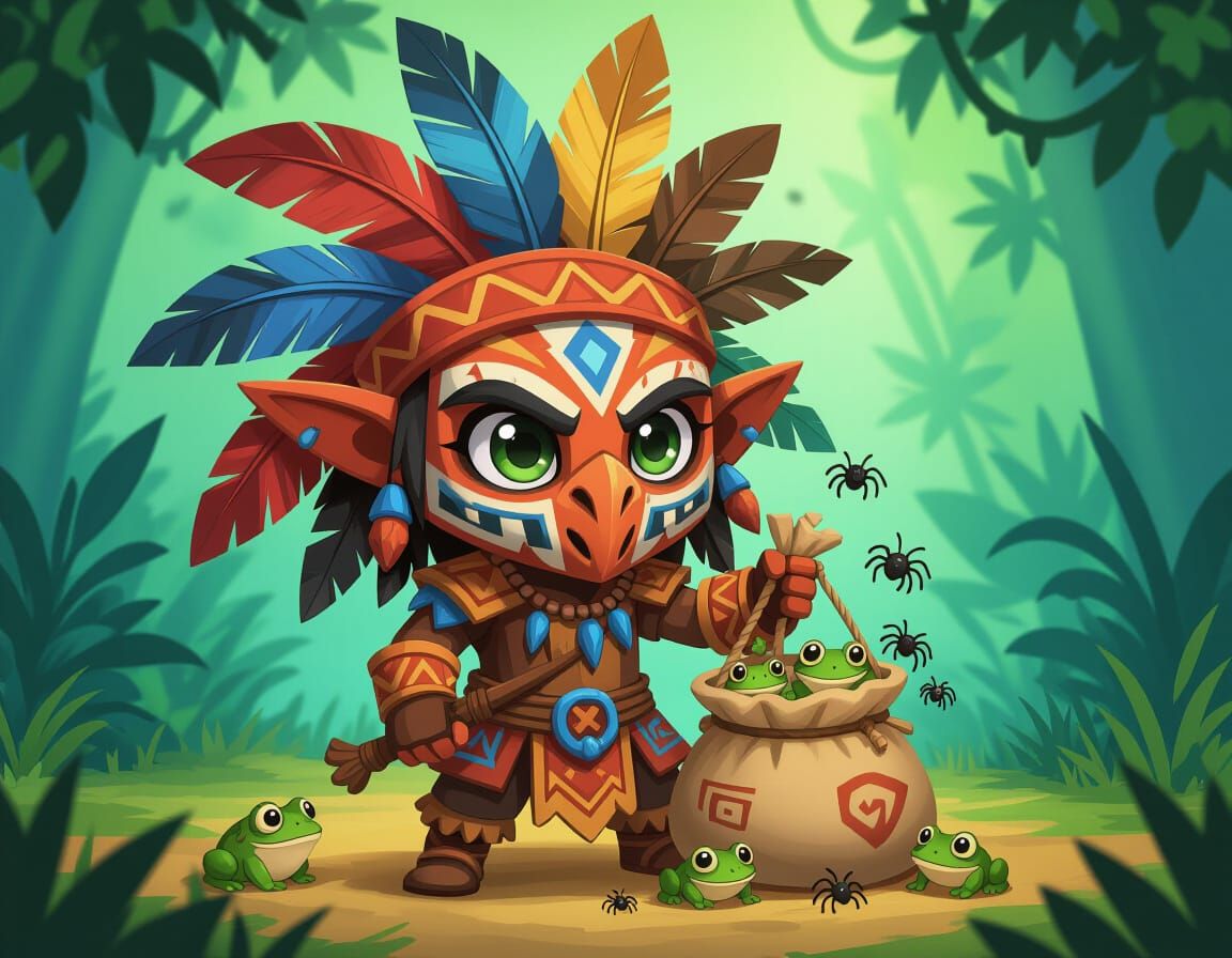 Cute Chibi Witch Doctor Ready for Battle