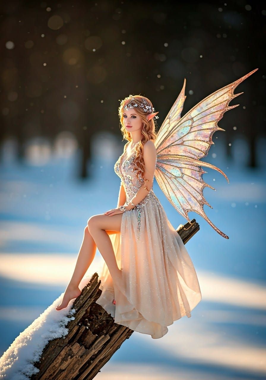 Winter Faerie in Enchanted Snowforest