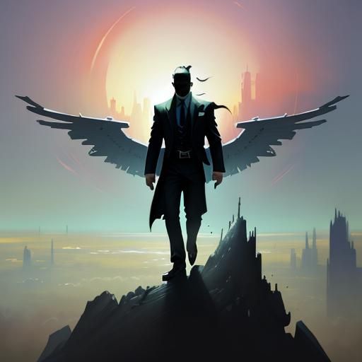 Expressionist Portrait with Color Gradient Background