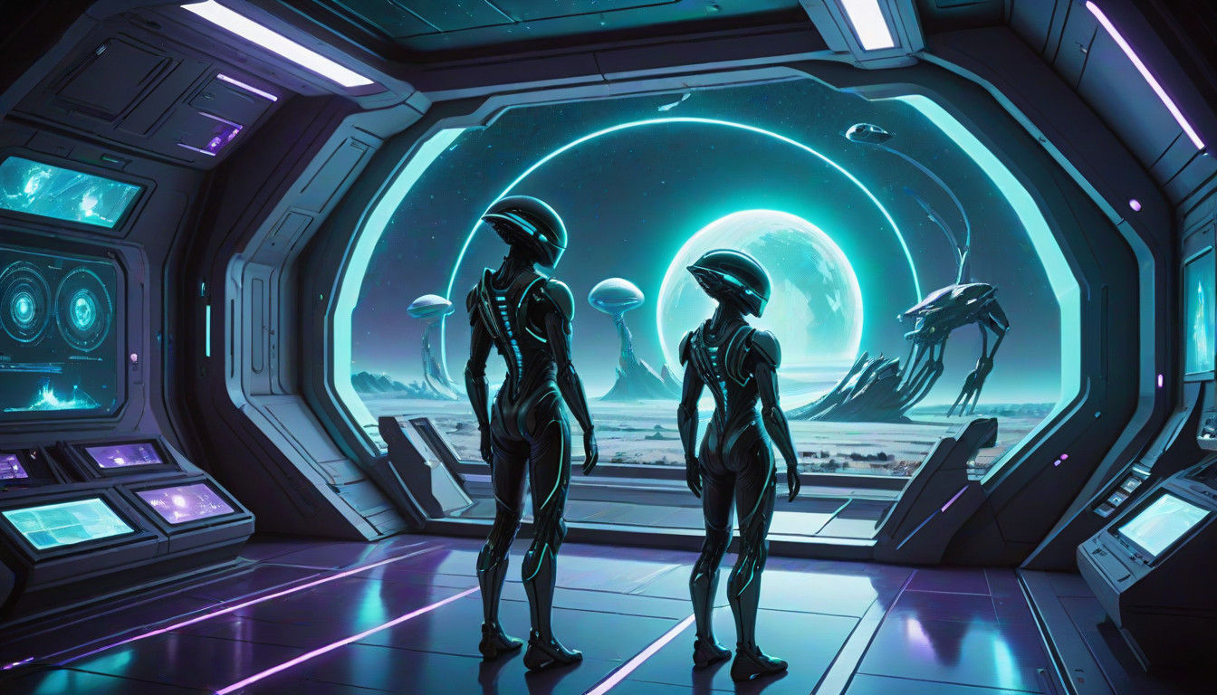 Realistic Alien Observer in Futuristic Research Lab