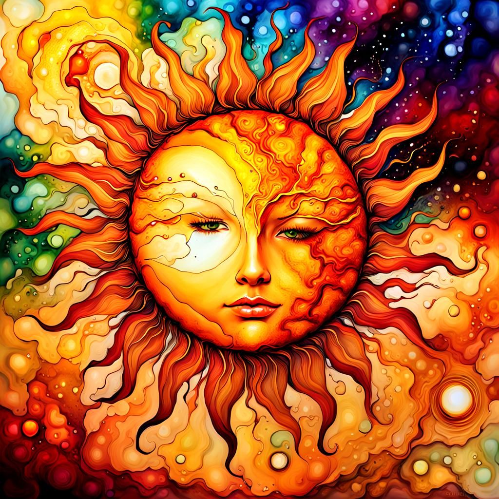 Surreal Scene with Alcohol Ink and Oil Paint