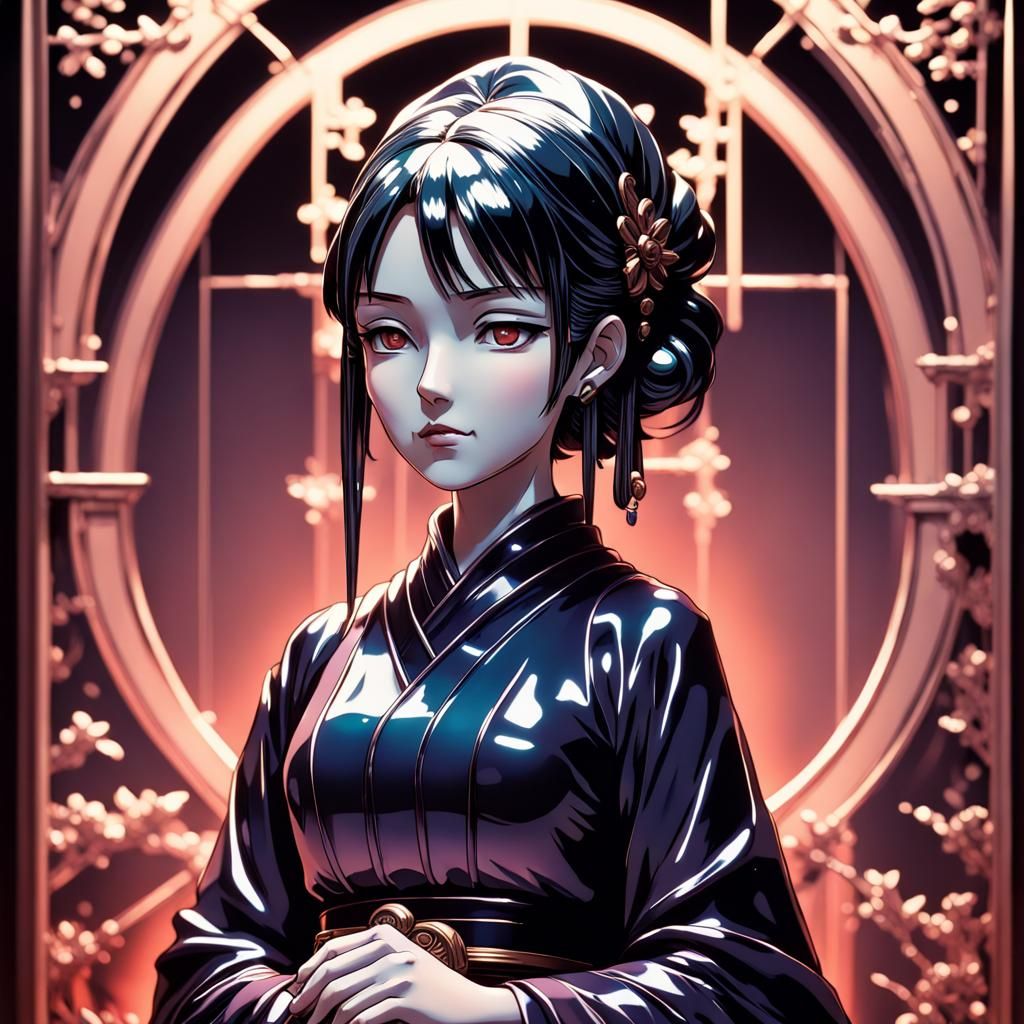 Japanese Gothic Female Figurine in Anime Style