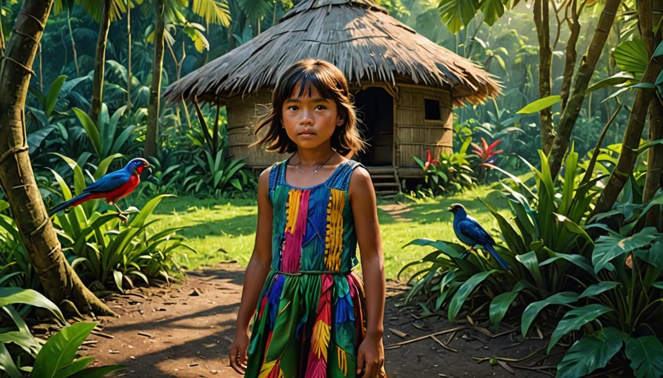 Jungle Girl: Vibrant Digital Art in African Setting