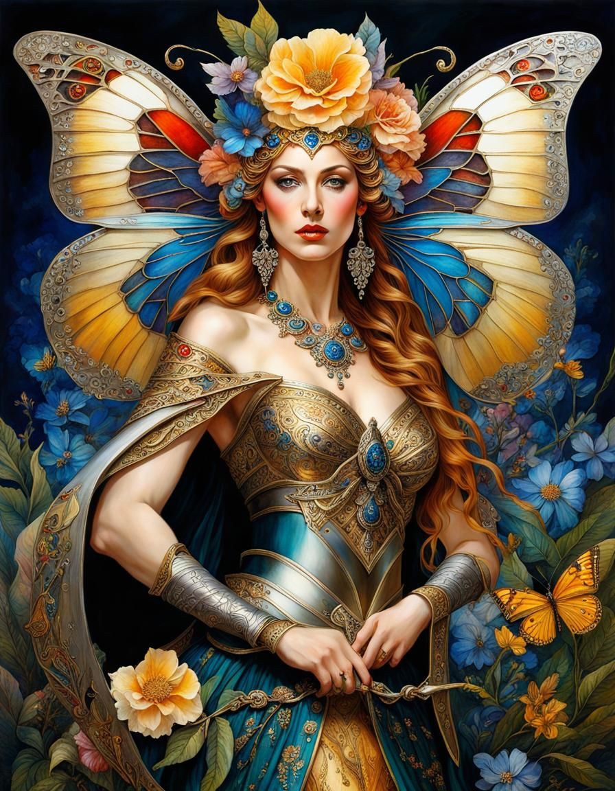 Norse Fairy Warrior with Butterfly Shield