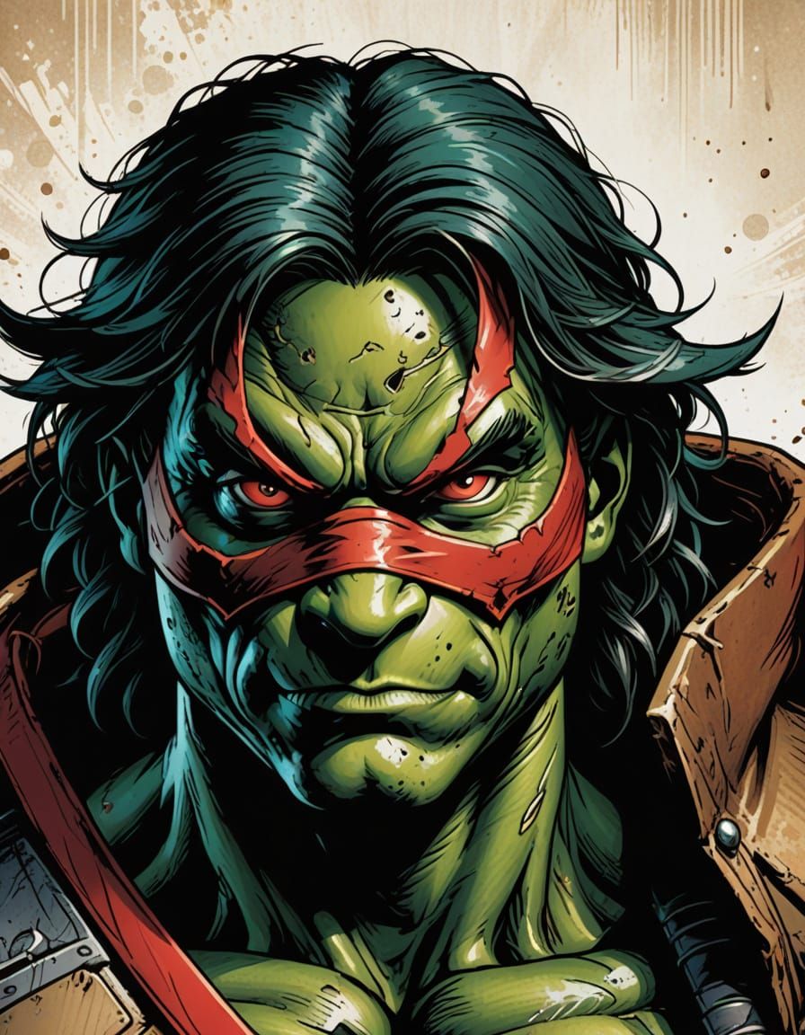 Comic Book Heroic Raph in Radiant Red Mask
