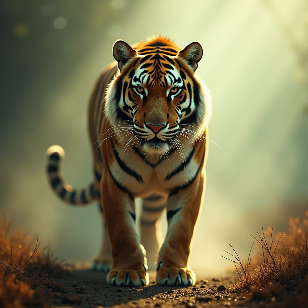 Majestic Tiger-Jaguar Fusion in Cinematic Film Still