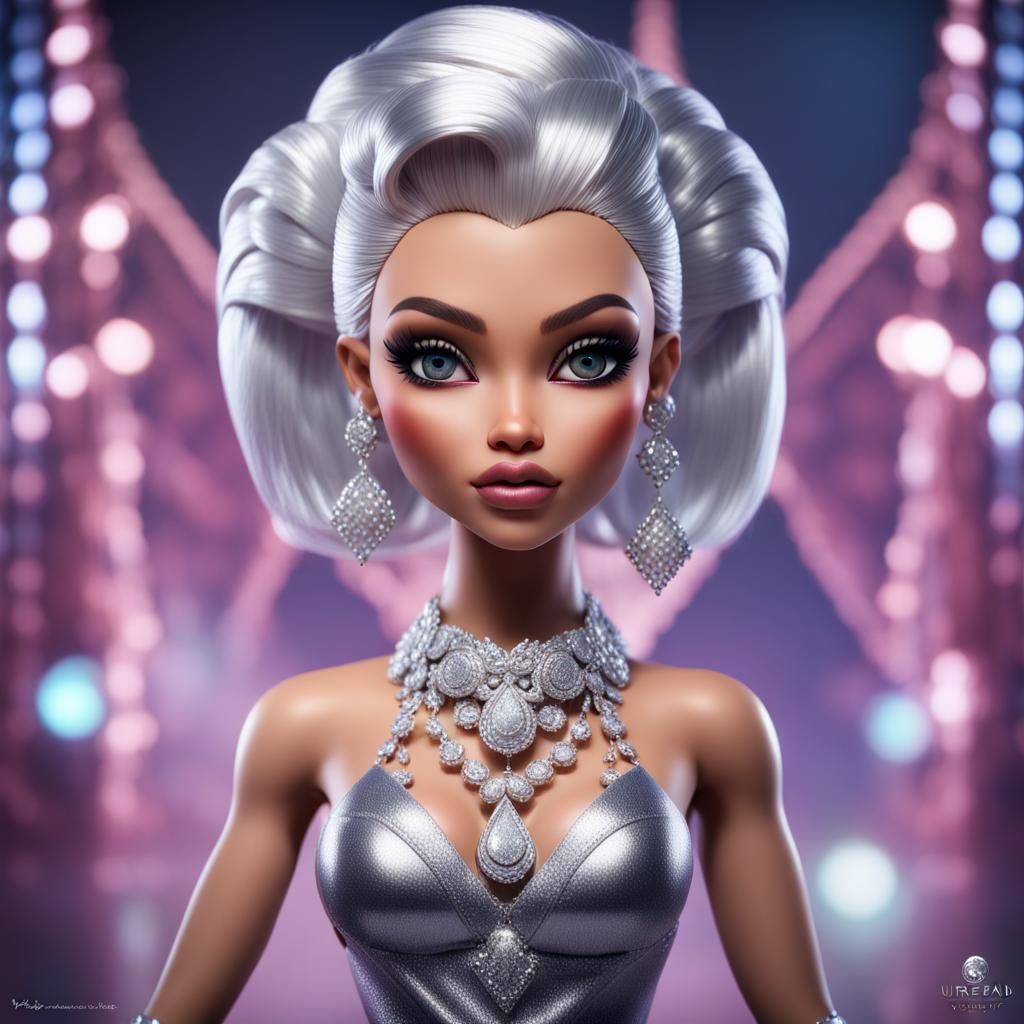 Hyperrealistic Bratz Dolls as Diamond Lady, Detailed Paintin...