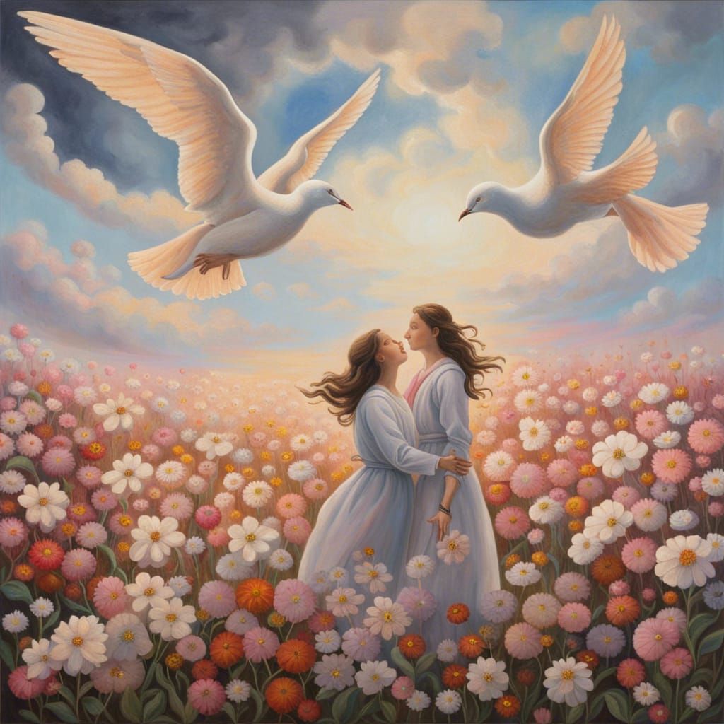 Boundless Love and Freedom in a Flower Field