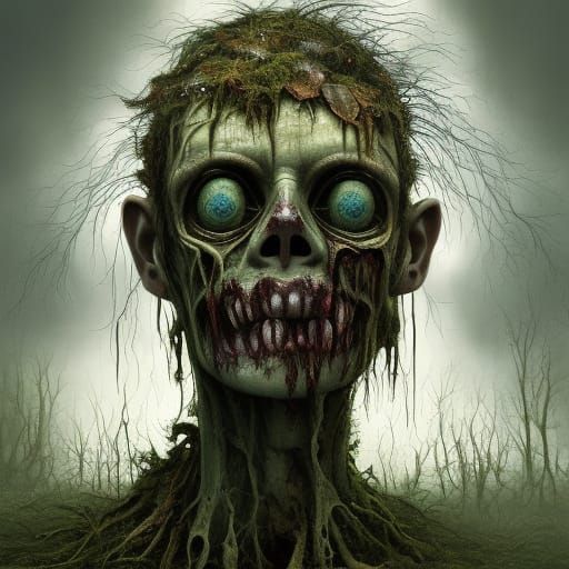 a decayed zombie head