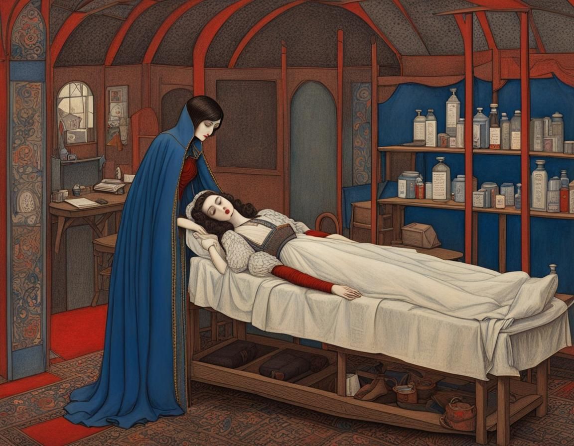 Female vampire donating blood at the Red Cross blood bank #3