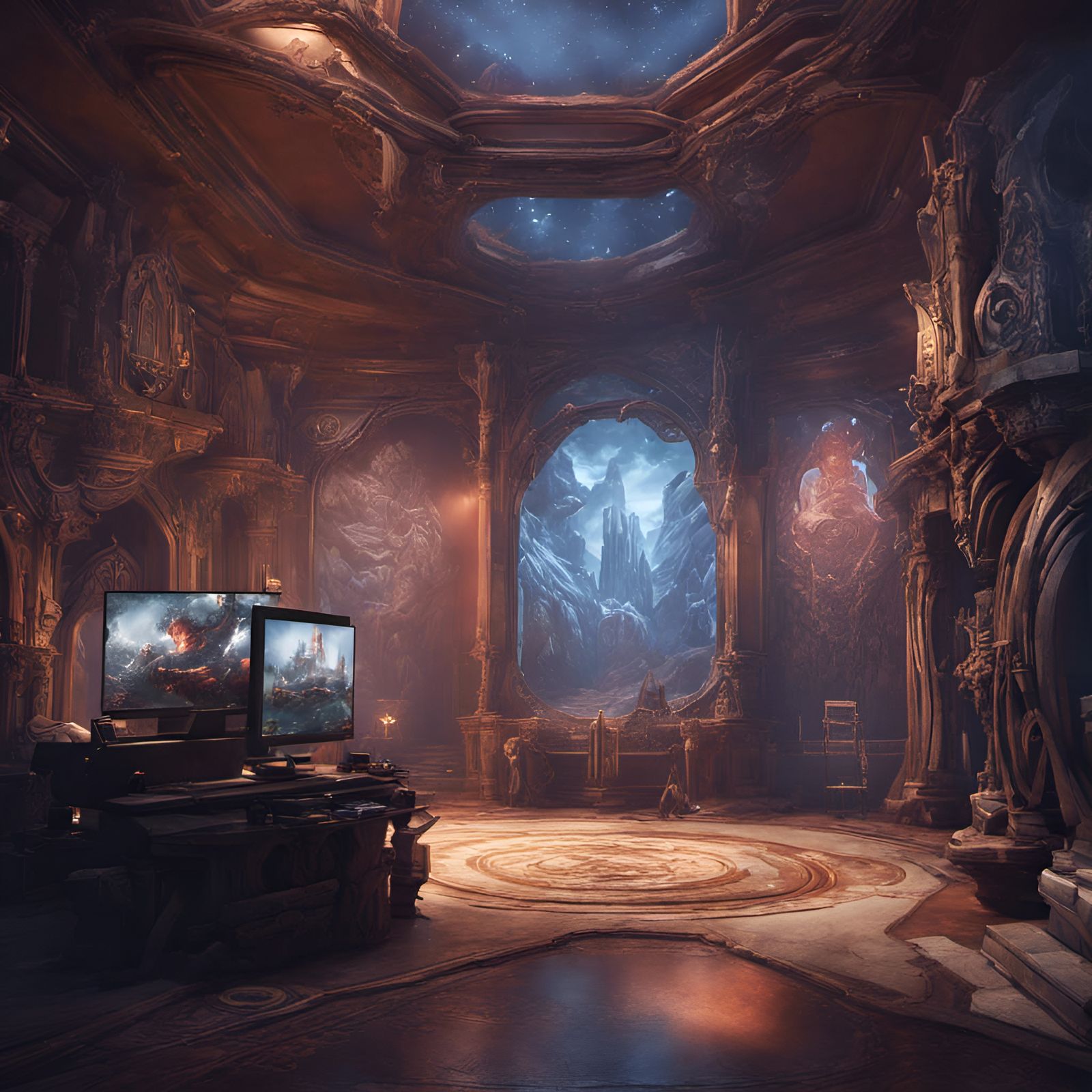 Esports Museum in Detailed Matte Painting Style