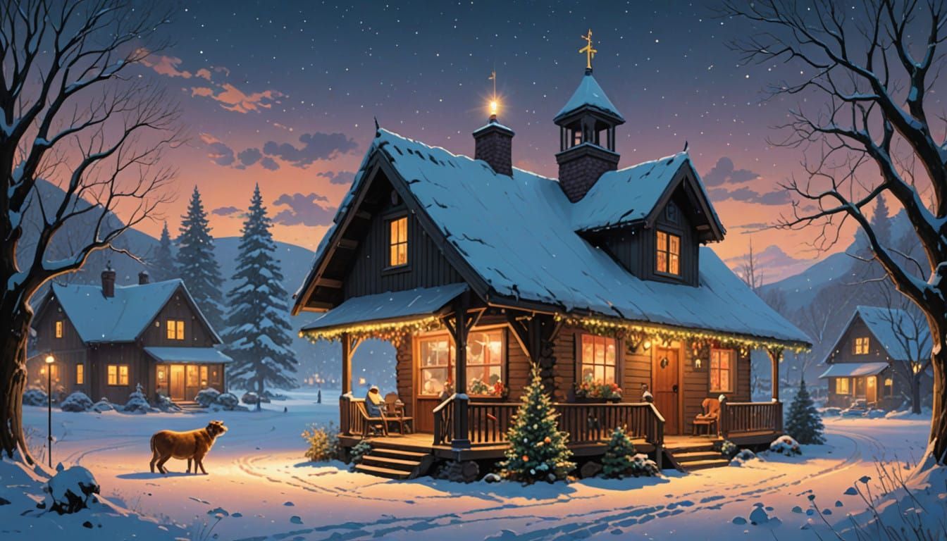 Soothing Winter Wonderland with Joyful Animal Family