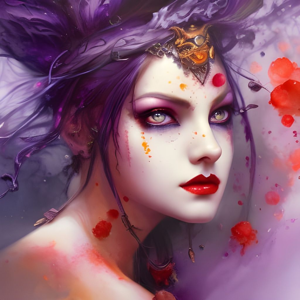 Stunning Beauty in Watercolor with Purple and Orange